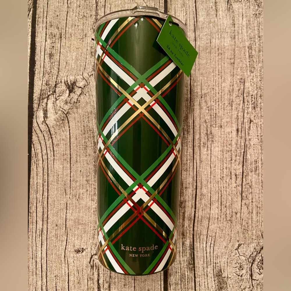 NWT! kate spade 24oz stainless steel tumbler in holiday print - Picture 3 of 8